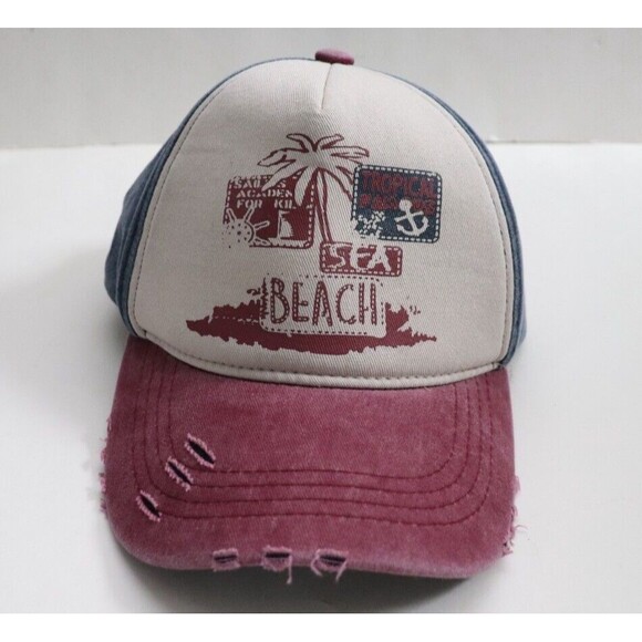 Beach Sea Hat Cap Adjustable Strapback Distressed‎ - Picture 1 of 5